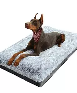 KISYYO Dog Beds for Large Dogs Fixable Deluxe Cozy Dog Kennel Beds for Crates Washable Dog Bed, 36 x 23 x 3.8 Inches, Grey