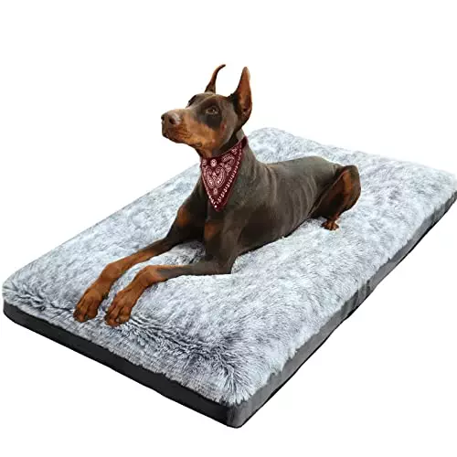 KISYYO Dog Beds for Large Dogs Fixable Deluxe Cozy Dog Kennel Beds for Crates Washable Dog Bed, 36 x 23 x 3.8 Inches, Grey