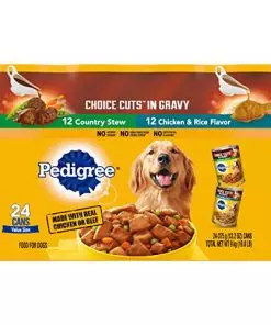 PEDIGREE CHOICE CUTS IN GRAVY Adult Canned Soft Wet Dog Food Variety Pack, Country Stew and Chicken & Rice Flavor, 13.2 oz. Cans (Pack of 24)