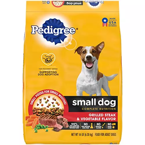 Pedigree Small Dog Complete Nutrition Small Breed Adult Dry Dog Food Grilled Steak and Vegetable Flavor Dog Kibble, 14 lb. Bag