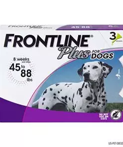 FRONTLINE Plus Flea and Tick Treatment for Large Dogs Up to 45 to 88 lbs., 3 Treatments