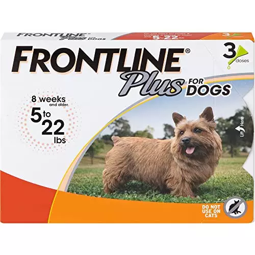 FRONTLINE® Plus for Dogs Flea and Tick Treatment (Small Dog, 5-22 lbs.) 3 Doses (Orange Box)