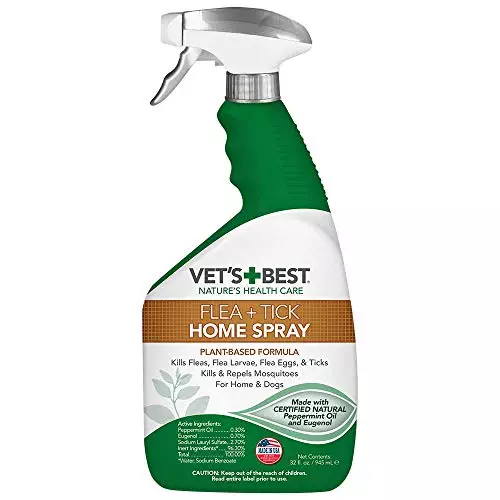 Vet’s Best Flea and Tick Home Spray – Dog Flea and Tick Treatment for Home – Plant-Based Formula – Certified Natural Oils – 32 oz
