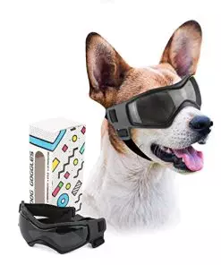 PETLESO Dog Goggles Small Breed, UV Protection Dog Sunglasses Medium Breed Dog Goggles for Medium Dog Outdoor Riding Driving, Medium Black