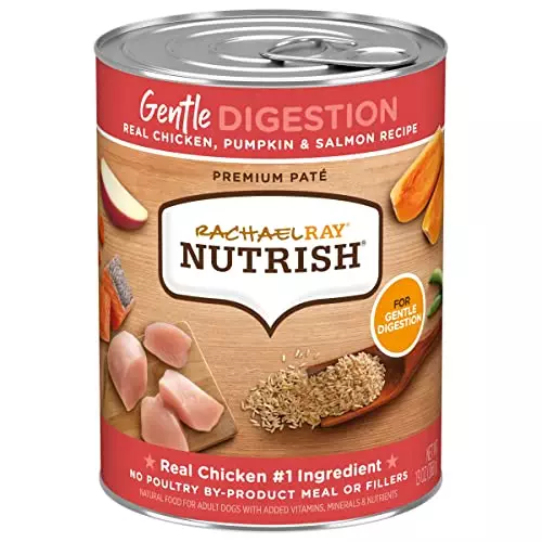 Rachael Ray Nutrish Gentle Digestion Wet Dog Food, Real Chicken, Pumpkin & Salmon, 13 Ounce Can (Pack of 12)