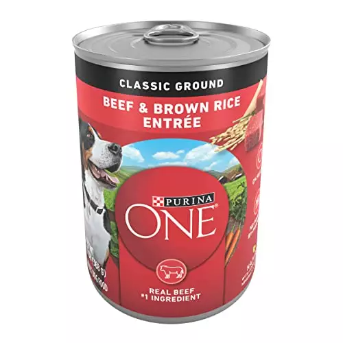 Purina ONE Classic Ground Beef and Brown Rice Entree Adult Wet Dog Food – (12) 13 oz. Cans