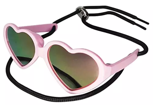 G027 Dog Cat Pet Heart Sunglasses Glasses for Small Breed up to 15lbs (Pink-Pink Mirror)