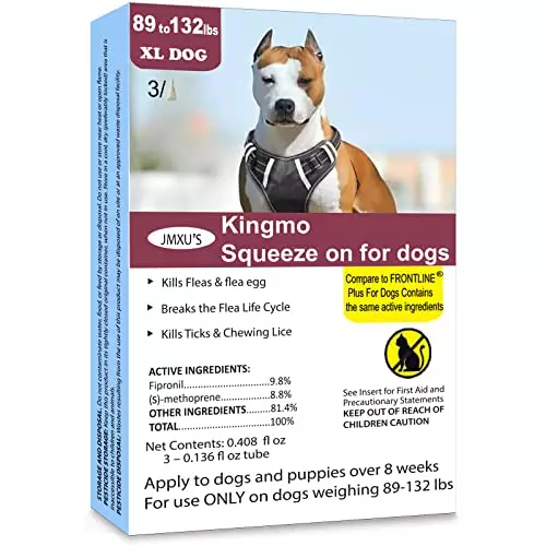 Flea and Tick Prevention for Dogs, Dogs Flea & Tick Treatment with Fipronil, Long-Lasting & Fast-Acting Topical Flea & Tick Control Drops for X-Large Breed, 89 to 132lbs, 3 Doses