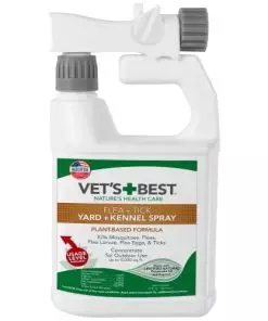 Vet’s Best Flea and Tick Yard & Kennel Spray – Dog Flea Spray that Kills Fleas, Mosquitoes, & Ticks – Plant-Based Ingredients – Plant Safe Ready-to-Use Hose Attachment – 32 oz