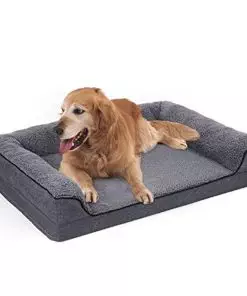 Sivomens Dog Bed, Bolster Washable Dog Beds for Large Dogs, 7 Inch Thicken Orthopedic Sofa Foam Couch Bed with Removable Cover & Nonskid Bottom, Pet Beds for Medium&Small Dogs