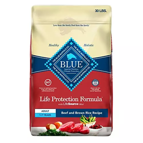 Blue Buffalo Dog Food, Life Protection Formula, Natural Beef & Brown Rice Flavor, Adult Dry Dog Food, 30 lb Bag