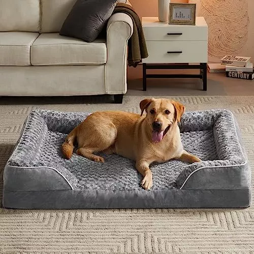 LNSSFFER Dog Beds for Large Dogs,Waterproof Dog Bed,Washable Dog Bed with Waterproof Lining& Nonskid Bottom,Orthopedic Egg Foam Couch Dog Bed for Pet Sleeping,Dog Bed for Large Dogs