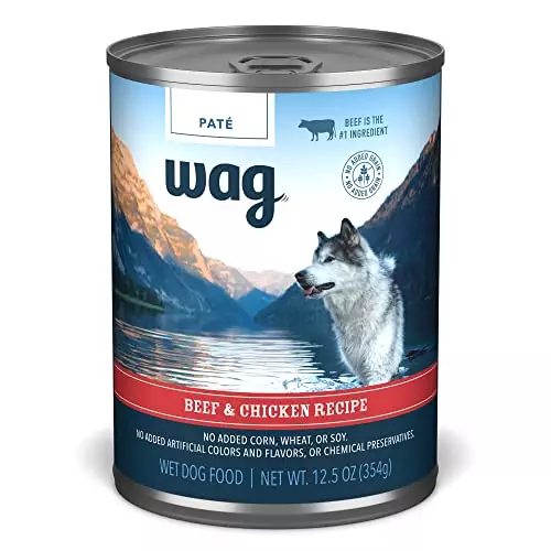 Amazon Brand – Wag Pate Canned Dog Food, Beef & Chicken Recipe, 12.5 oz Can (Pack of 12)