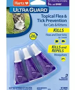 Hartz UltraGuard Topical Flea & Tick Prevention for Cats and Kittens – 3 Monthly Treatments