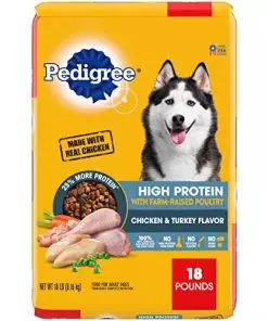 Pedigree High Protein Adult Dry Dog Food Chicken and Turkey Flavor Dog Kibble, 18 lb. Bag