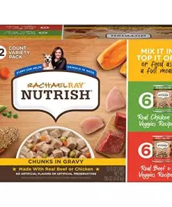 Rachael Ray Nutrish Chunks in Gravy Wet Dog Food Variety Pack, 13 Ounce (Pack of 12)