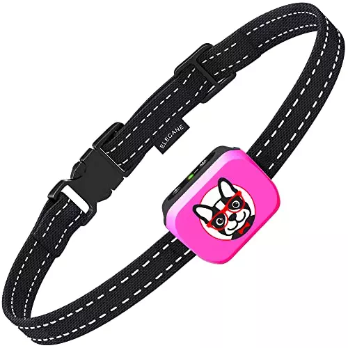 ELECANE Small Dog Bark Collar Rechargeable – Smallest Bark Collar for Small Dogs 5-15lbs – Most Humane Stop Barking Collar – Dog Training No Shock Anti Bark Collar – Safe Pet Bark Control Device