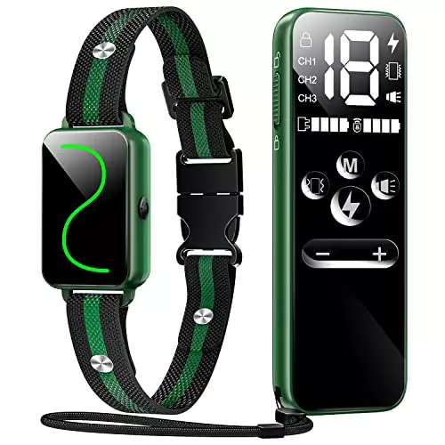 FATEAR Dog Training Collar, Dog Shock Collar, Rechargeable Electric Dog Collar with 2600FT Remote Range, Beep, Vibration, Shock, Safe Keypad Lock, Led Light, Waterproof Shock Collar