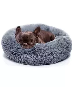 Small Calming Dogs Bed for Small Dogs Anti-Anxiety Machine Washable Fluffy Luxury Anti-Slip Waterproof Mute Base Warming Cozy Soft Pet Puppy Round Bed