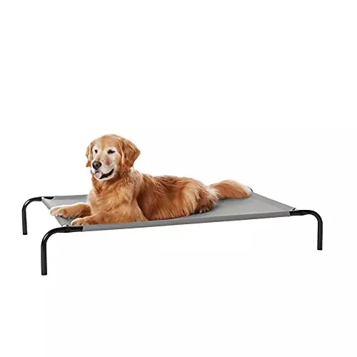 Amazon Basics Cooling Elevated Dog Bed with Metal Frame, Large, 51 x 31 x 8 Inches, Grey