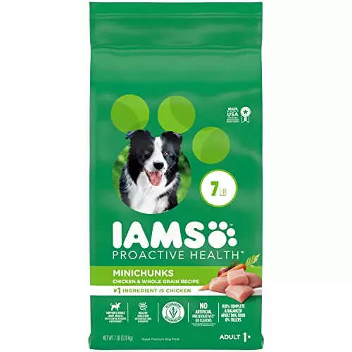 IAMS Adult Minichunks Small Kibble High Protein Dry Dog Food with Real Chicken, 7 lb. Bag