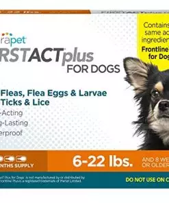 TevraPet FirstAct Plus Flea and Tick Prevention for Small Dogs 6-22 lbs, 3 Monthly Doses, Topical Drops