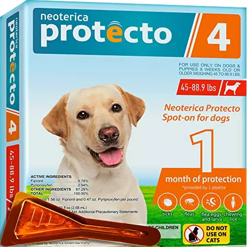 Flea and Tick Prevention for Dogs & Puppies – Flea Medicine & Home Pest Control – Topical Treatment & Mosquito Repellent for Dogs – Small, Medium and Extra Large Drops in Pack (1 Dose), 46-89 lbs