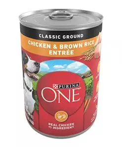 Purina ONE Classic Ground Chicken and Brown Rice Entree Adult Wet Dog Food – 13 Oz. Can, Pack of 12