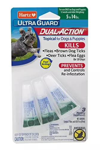 Hartz UltraGuard Dual Action Flea & Tick Topical Dog Treatment and Flea and Tick Prevention, 3 Months, 5-14 Pound Dogs(pack of 3)