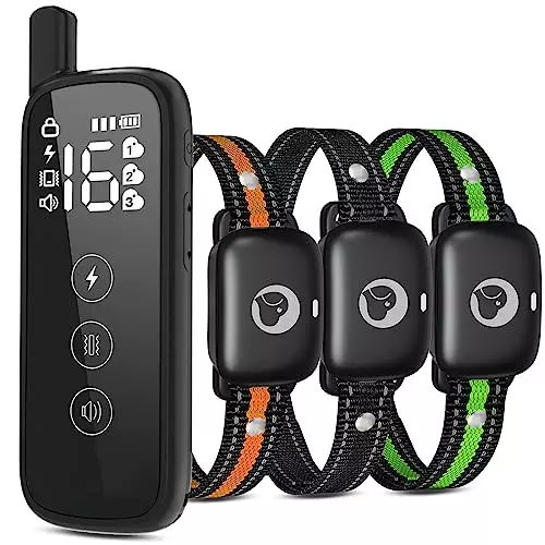 Dog Shock Collar with Remote, 2400ft Waterproof Dog Training Collars 3 Dogs for Large Medium Small Dogs Electric Shockers Collars, Training with Beep Vibration Safe Shock(1-16) Mode