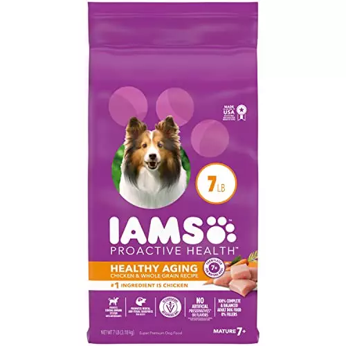 IAMS Healthy Aging Adult Dry Dog Food for Mature and Senior Dogs with Real Chicken, 7 lb. Bag