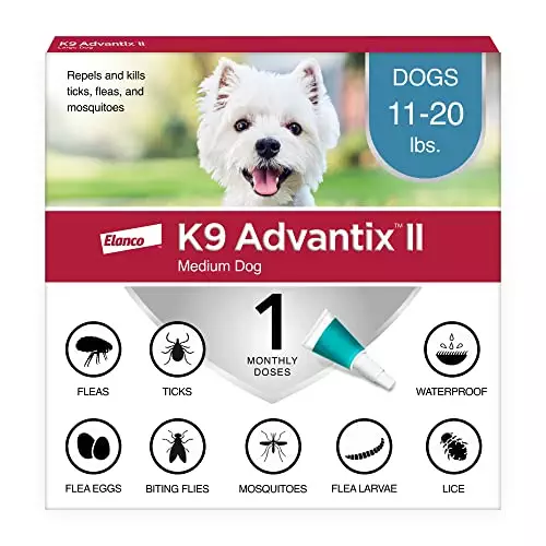 K9 Advantix II Medium Dog Vet-Recommended Flea, Tick & Mosquito Treatment & Prevention | Dogs 11-20 lbs. | 1-Mo Supply