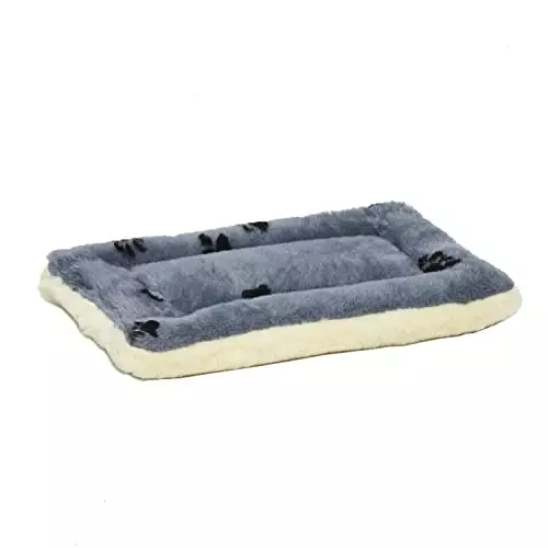 MidWest Homes for Pets Reversible Paw Print Pet Bed in Blue / White, Dog Bed Measures 17L x 11W x 1.5H for ‘Tiny’ Dog Breed, Machine Wash