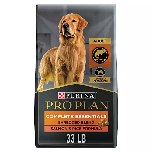 Purina Pro Plan High Protein Dog Food With Probiotics for Dogs, Shredded Blend Salmon & Rice Formula – 33 lb. Bag