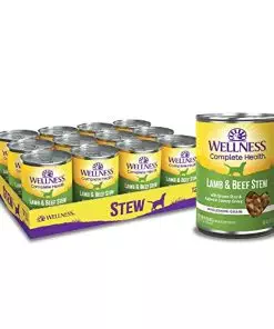 Wellness Thick & Chunky Natural Canned Dog Food, Lamb & Beef Stew, 12.5-Ounce Can (Pack of 12)