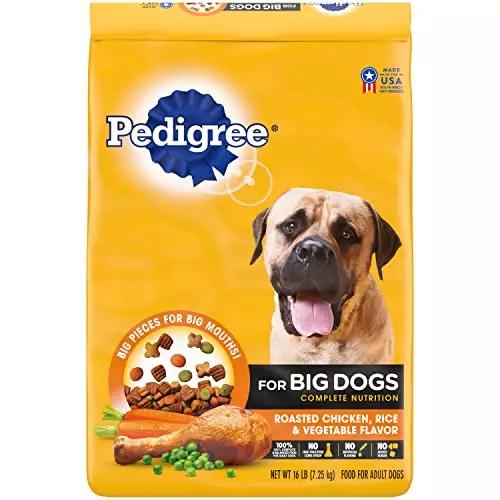 Pedigree for Big Dogs Adult Complete Nutrition Large Breed Dry Dog Food Roasted Chicken, Rice & Vegetable Flavor Dog Kibble, 16 lb. Bag