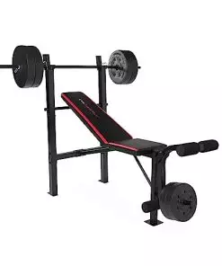 CAP Strength Standard Bench with 100 lb Weight Set, Leg Developer