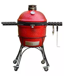 Kamado Joe KJ23RHC Classic Joe II 18-inch Charcoal Grill with Cart and Side Shelves, Blaze Red