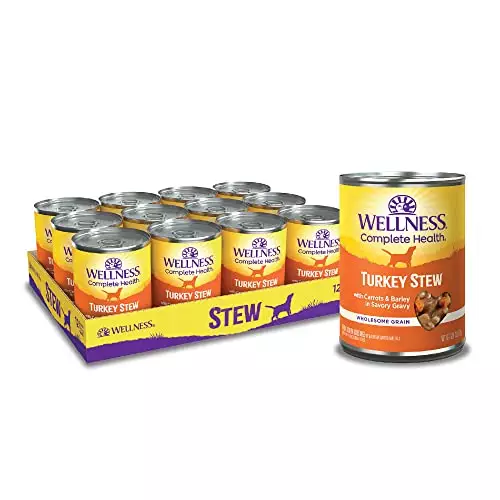 Wellness Thick & Chunky Natural Canned Dog Food, Turkey Stew, 12.5-Ounce Can (Pack of 12)