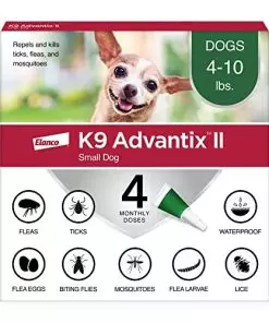 K9 Advantix II Small Dog Vet-Recommended Flea, Tick & Mosquito Treatment & Prevention | Dogs 4-10 lbs. | 4-Mo Supply, 4 Pack