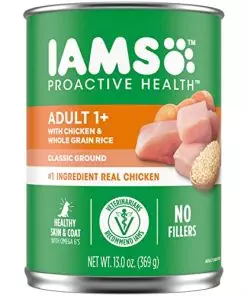 IAMS PROACTIVE HEALTH Adult Wet Dog Food Classic Ground with Chicken and Whole Grain Rice, 12-Pack of 13 oz. Cans