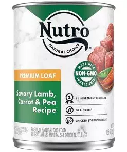 NUTRO PREMIUM LOAF Adult Natural Grain Free Wet Dog Food Savory Lamb, Carrot & Pea Recipe, 12-Pack of 12.5 oz. Cans