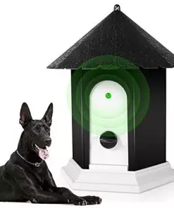 Petwudi Dog Barking Control Devices Outdoor Waterproof Anti Barking Device 3 Levels 50ft Adjustable Range Bark Box Ultrasonic Dog Bark Deterrent for Human&Dog