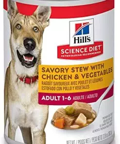 Hill’s Science Diet Wet Dog Food, Adult 1-6, Savory Stew with Chicken & Vegetables, 12.8 oz. Cans, (Pack of 12)