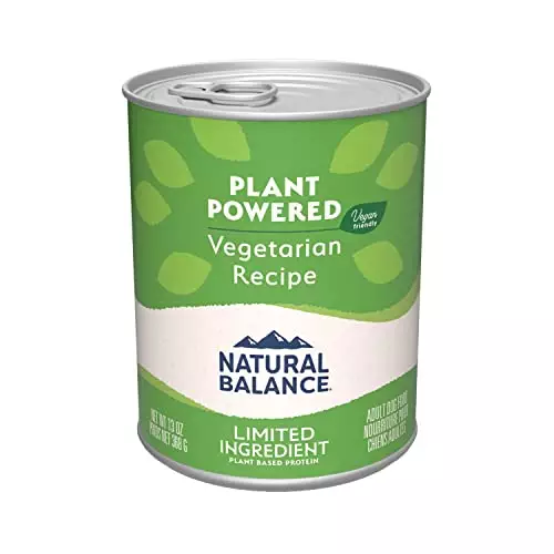 Natural Balance Limited Ingredient Adult Wet Canned Dog Food with Vegan Plant Based Protein and Healthy Grains, Vegetarian Recipe, 13 Ounce (Pack of 12)