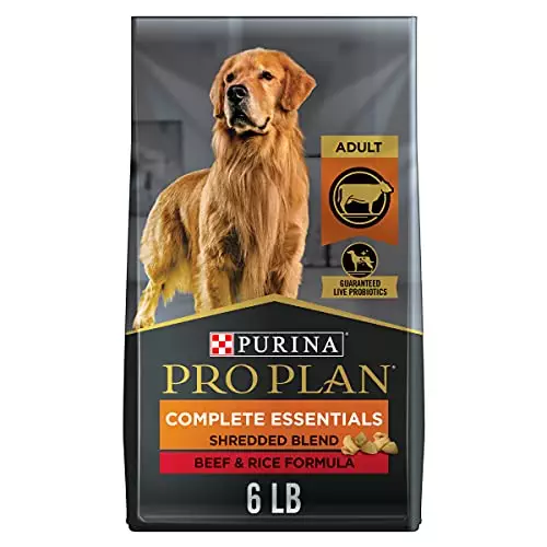 Purina Pro Plan High Protein Dog Food With Probiotics for Dogs, Shredded Blend Beef & Rice Formula – 6 lb. Bag