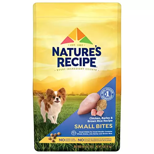 Nature’s Recipe Small Bites Dry Dog Food, Chicken & Rice Recipe, 4 Pound Bag