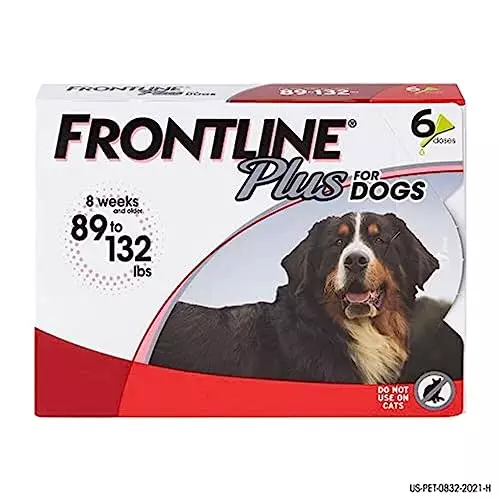 FRONTLINE® Plus for Dogs Flea and Tick Treatment (Extra Large Dog, 89-132 lbs.) 6 Doses (Red Box)