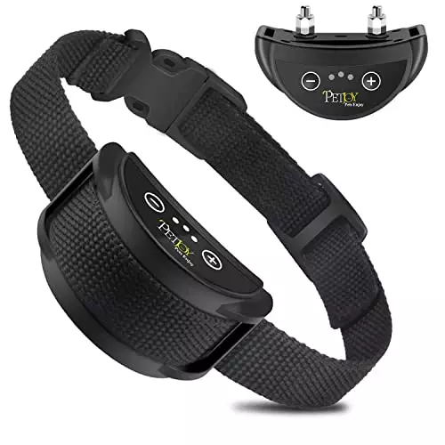 PETJOY Dog Bark Collar, Barking Training Collar Waterproof & Rechargeable, Automatic Shock Control Prong Collar with Beep & Shock for Small Medium Large Dogs(Black)