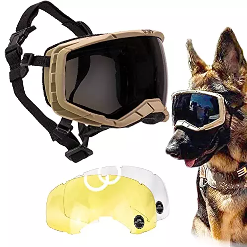 K9 Dog Goggles Tactical Protection Police Exceed Military Standards, Large (Army Brown)